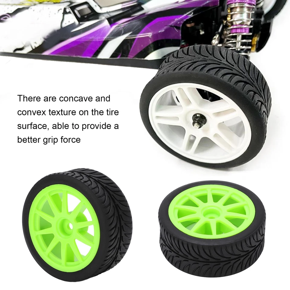 4Pcs RC Gummi Reifen 65mm Auto Reifen Räder Starke Reibung Für WLToys 144001 BL - Bild 2 von 4