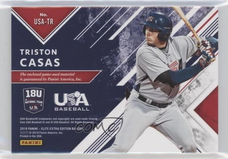 2019 Elite Extra Edition USA National Team Materials Emerald /10 Triston Casas - Image 2 of 2