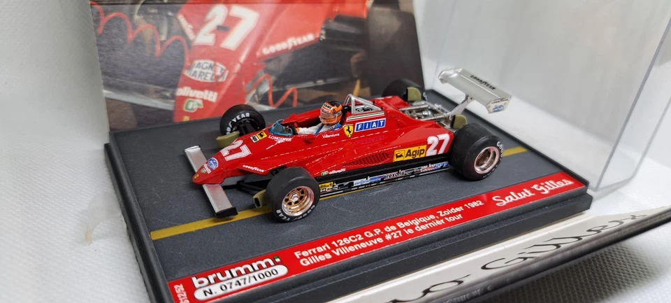BRUMM S12/52 1/43 F1 FERRARI 126 C2 GILLES VILLENEUVE ZOLDER LAST LAP 1982 RARE - Immagine 2 di 4