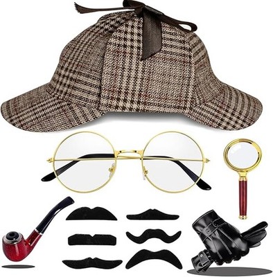 wevgbv Detective Costume 11pc Accessories Set, Detective Hat Dress up Costume...