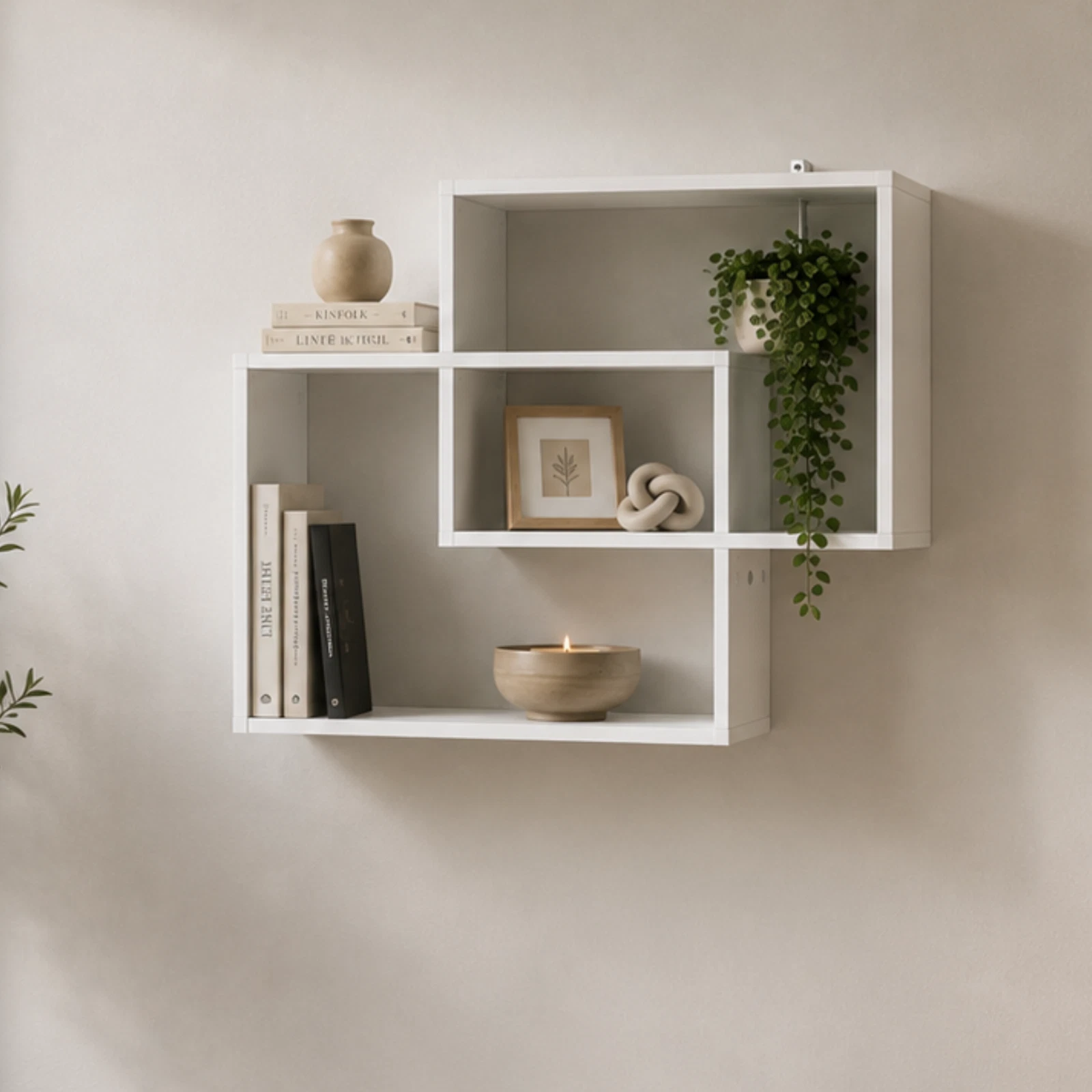 WHITE Multi Compartment Display Wall Floating Shelf Wall Decoration