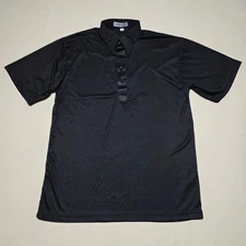 Collars & Co Short Sleeve Dress Collar Polo Shirt Men Size Large Polyester Black