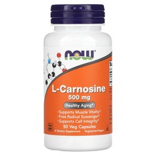 Now Foods L-Carnosine 500 mg 50 Veg Capsules GMP Quality Assured, Vegan,