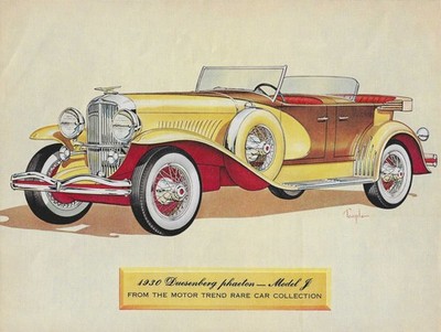 1930 Duesenberg Phaeton Model J Motor Trend Magazine Photo Article Ad 1963