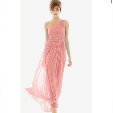 Alfred Sung ONE SHOULDER ASYMMETRICAL DRAPED BODICE Peach Formal Dress Sz 12 Eve