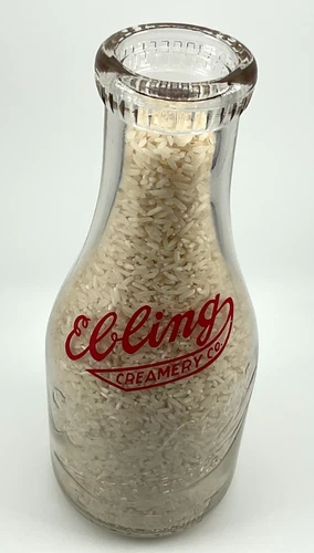 Vintage Ebling Creamery Quart Glass Milk Bottle, Detroit , Michigan