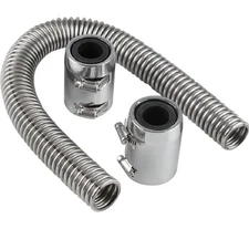 24" Stainless Steel Radiator Flexible Coolant Water Hose w/ Caps Kit Universal