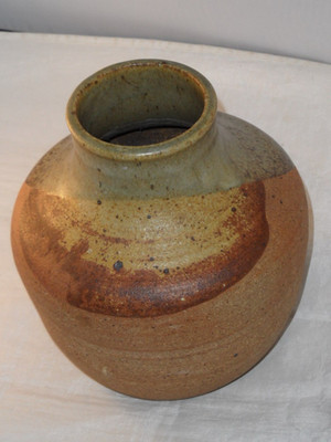 Hochwertiges großes Holz? Gebrannte Steinzeug Studiokeramik Vase Töpfer N Mark 18 cm hoch