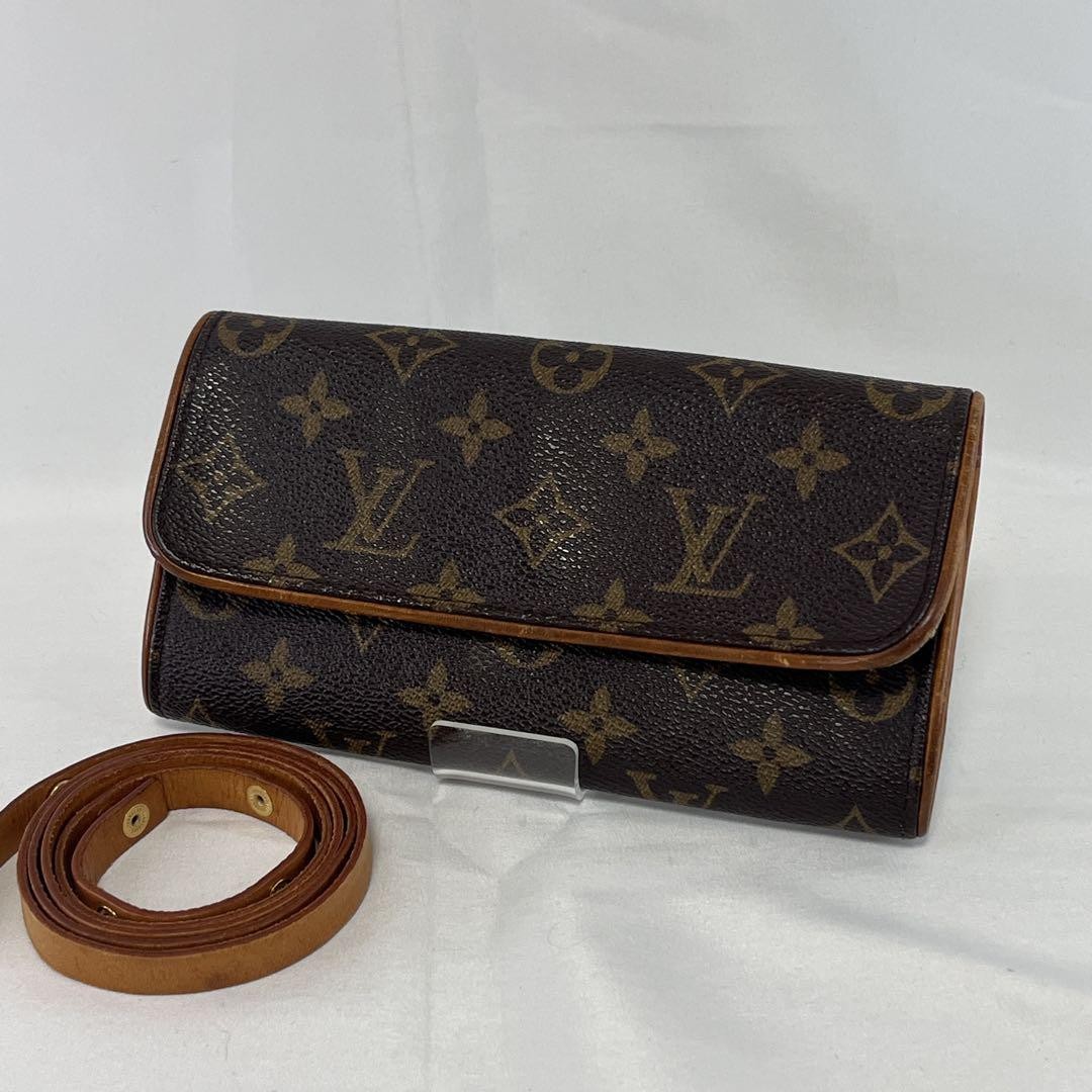 Louis Vuitton Pochette Twin Shoulder Bag PM Brown Leather