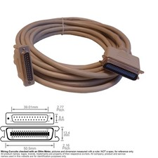 Cable Parallel Printer Centronics 36-Pin Male D-Sub DB25 25-Pin 25FT IEEE 1284