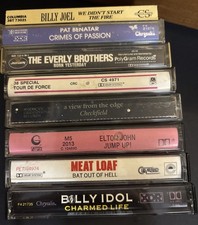 Lot of 8 Classic Rock 80s Pop Rock Cassettes Billy Joel Pat Benatar Meat Loaf