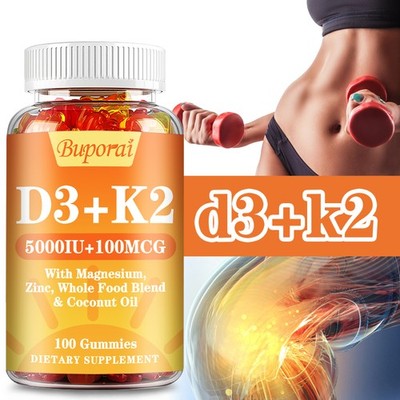 Vitamin D3 + K2 Gummies - Magnesium, Zinc, Bone, Muscle and Immune Support