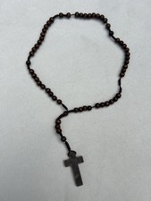 Classic Wooden Rosary Beads Brown Catholic Christian Prayer Cross Necklace 18"