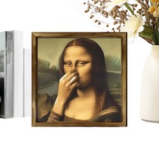 Mona Lisa Funny Bathroom Wall Art Poster Framed Picture for Bathroom