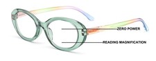 Women Bold Round Oval Progressive Reading Glasses Zero Power Clear on Top CR30