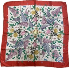 Excellente écharpe vintage Gucci Flora d'occasion motif floral 86 cm