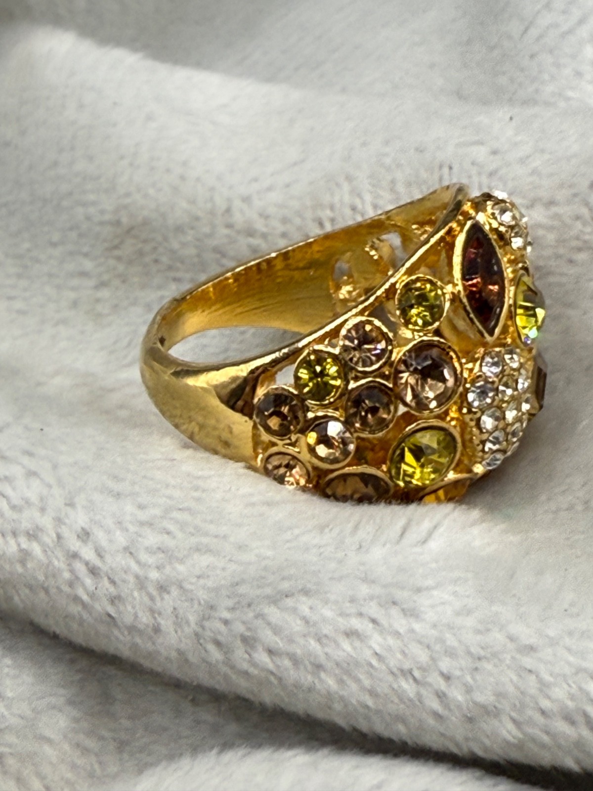 Rhinestone Rhinestone Ring Statement Cocktail Jew… - image 5