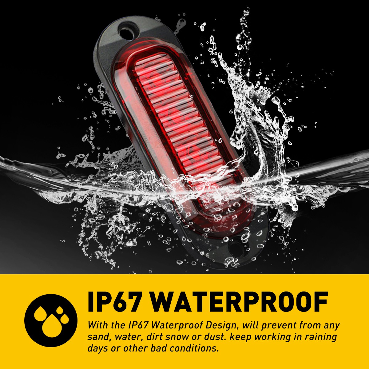 USA Universal 8X Red 4-LED Side Marker Lights Clearance Indicator Oval Lamps New