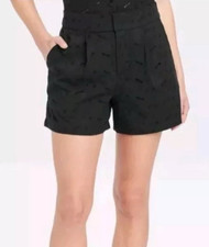 NWT A New Day Womens High Rise Black Eyelet Shorts Size 16