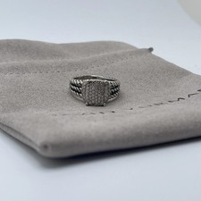 David Yurman 925 Sterling Silver Petite Wheaton Ring Pave Diamonds Size 5