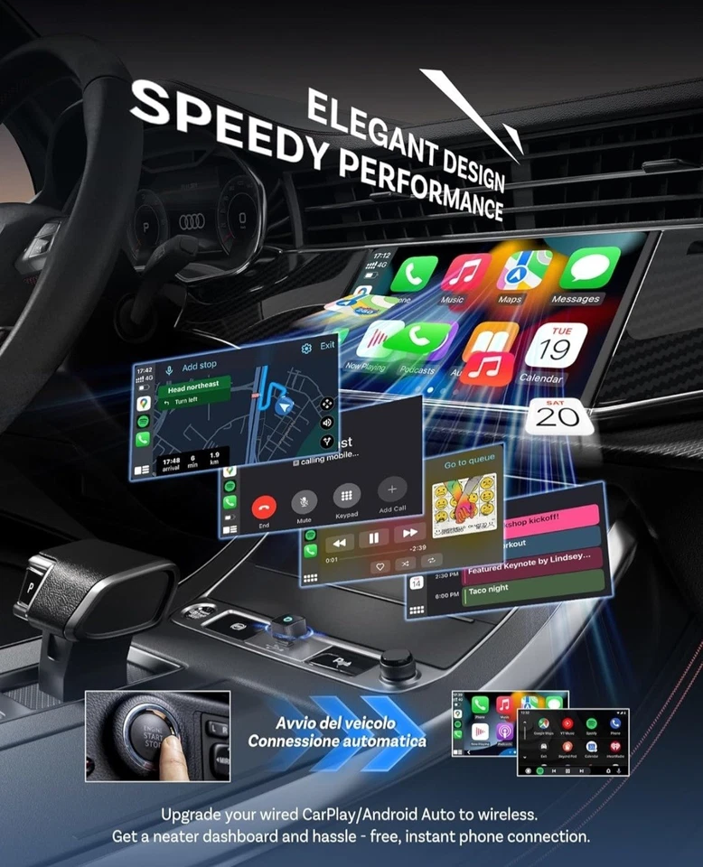 Adaptador Carplay Inalámbrico 2 en 1 OTTOCAST Mini Slim para CarPlay y Android Auto Foto 2 de 4