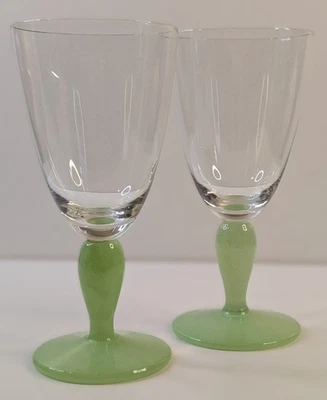 Vintage Villeroy & Boch Isabelle Jade Green Crystal Goblets 12oz - Set of 2 - Image 1 of 4