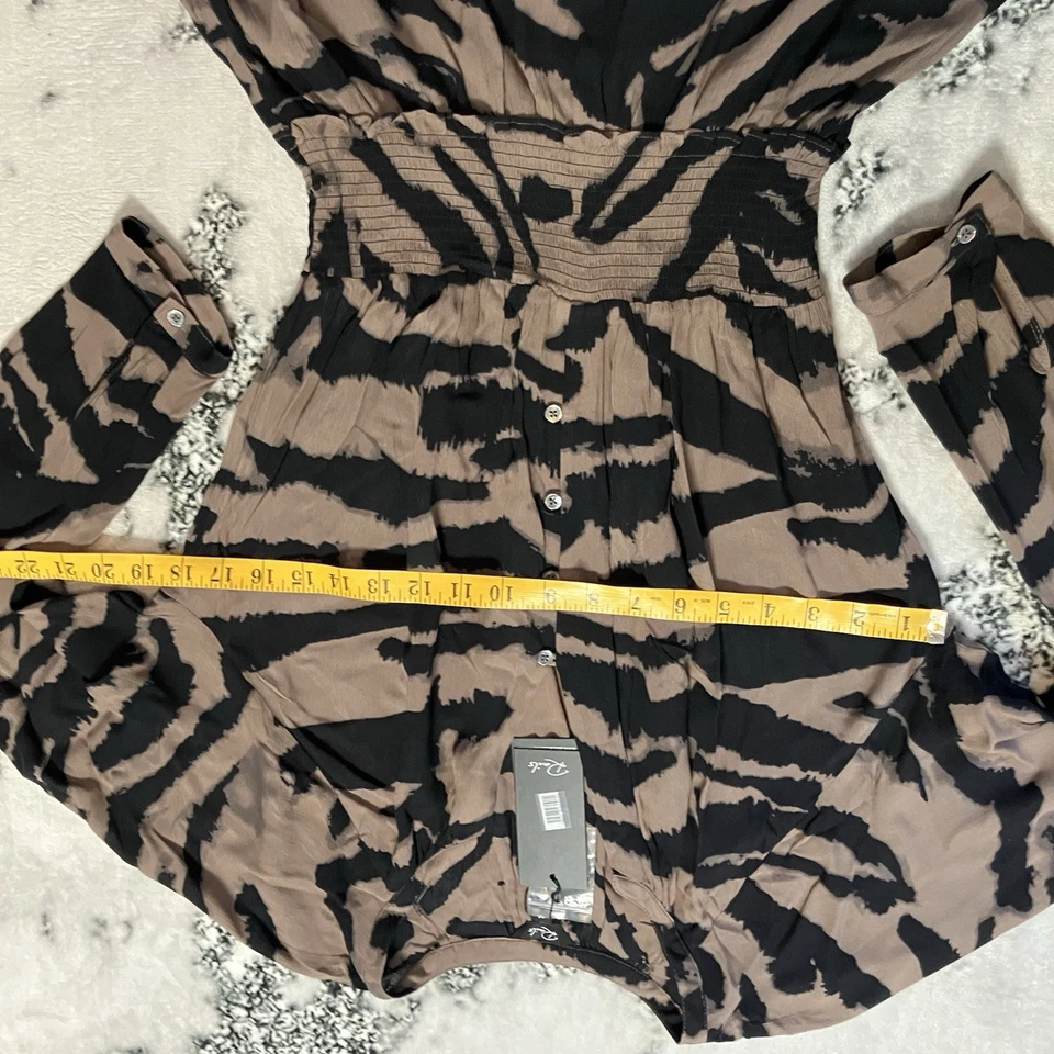 Rails Dress Womens Size M Jasmine Mocha Bengal Long Sleeve Smocked Waist - Image 2 of 4