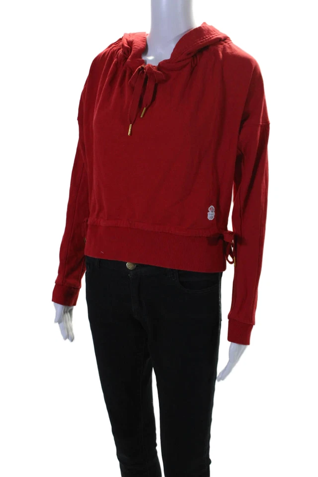 Adidas by Stella McCartney Womens Pullover Hoodie Sweater Red Cotton Size UK 8 - Image 2 of 4