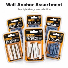 10set Plastic Wall Plug Set, Strong Self-Tapping Anchors for Screws