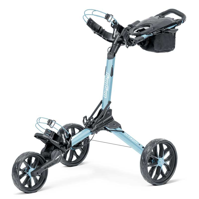 New Bag Boy Golf Nitron Auto-Open Push Cart Ice Blue/White