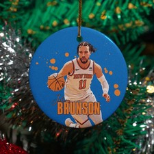 Jalen Brunson 11 Fans Design Ceramic Christmas Ornament - New York Tribute Xmas