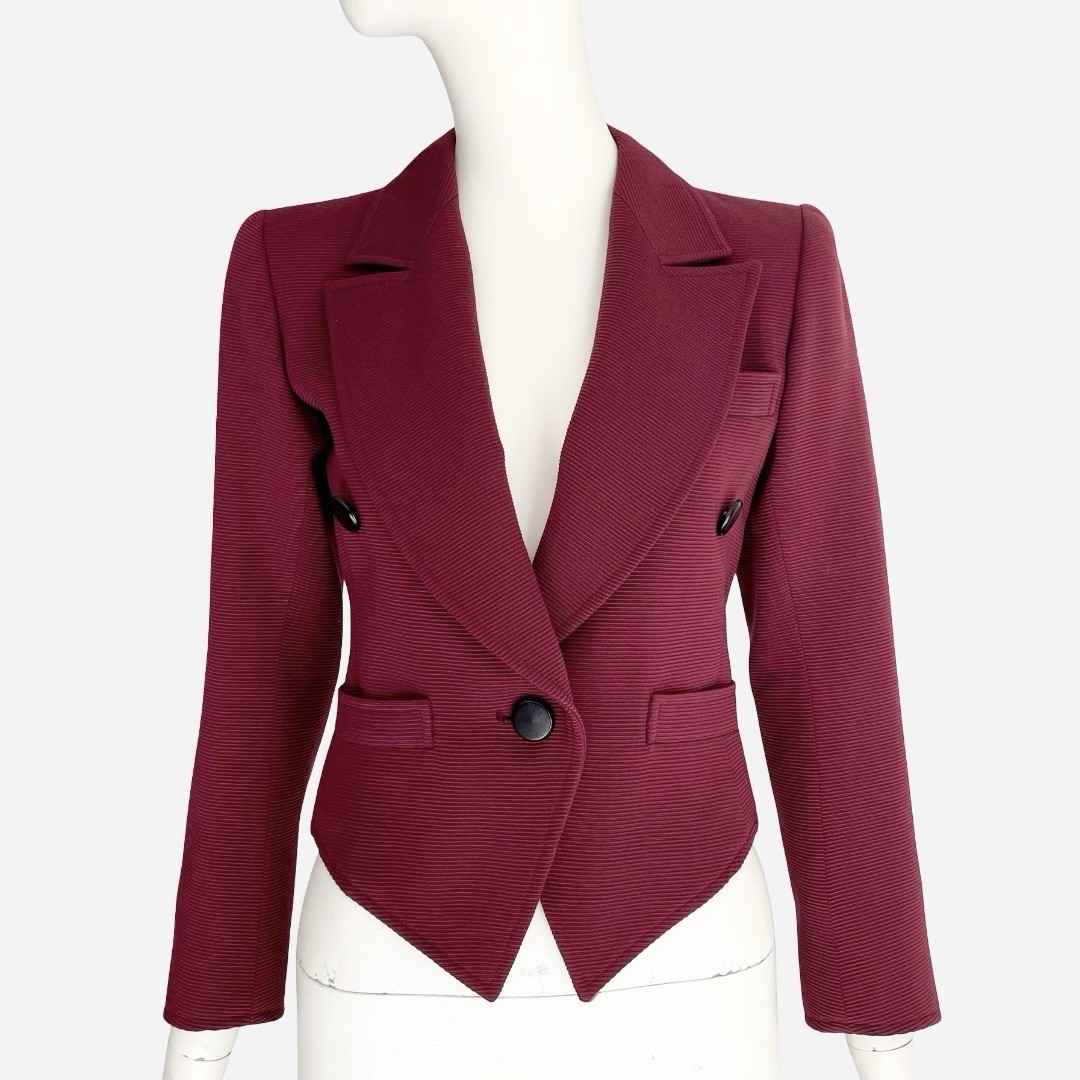 Giacca blazer vintage anni 80 Yves Saint Laurent strutturata ritagliata XS S