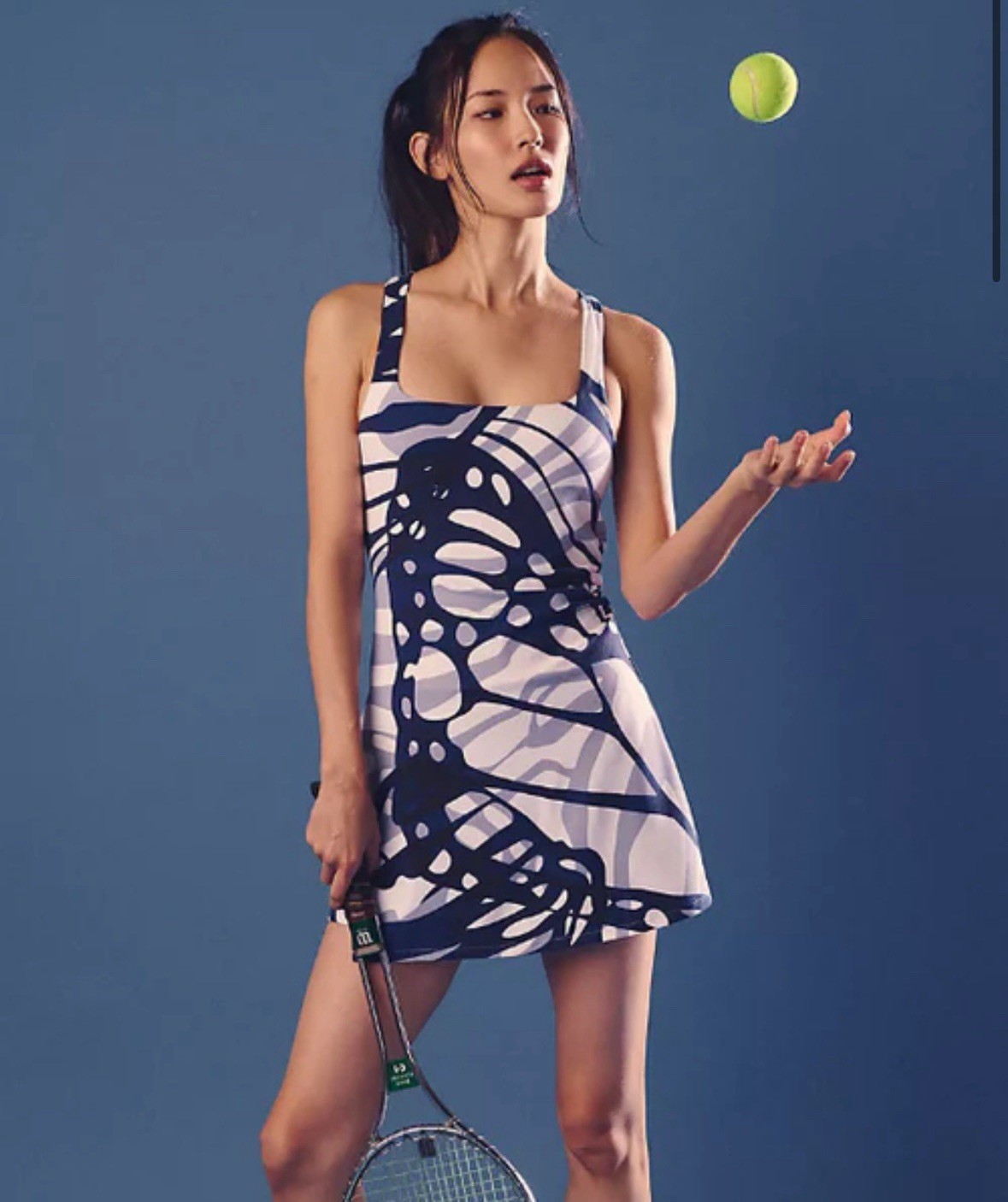 $128 FP MOVEMENT by FREE PEOPLE Never Better Printed Dress Medium BLUE BUTTERFLY