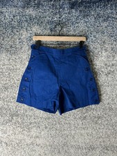 & Other Stories Shorts Womens 4 Blue Sailor Button Front High Waist Nautical