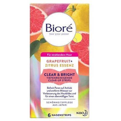 Biore Clear und Bright Tiefenreinigende NasenClearUp Strips  Inhalt 6 Stück  ...