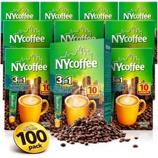 NY Coffee 3 in 1 Irish 100 Sachets Sticks 10x10pk Instant White With Sugar