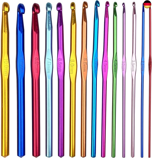 14 StüCk HäKelnadel Set, Crochet Hooks Stricknadeln Aus Bunt Aluminium 14 GrößEn-image