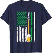 Irish American Flag Beer Funny St Patricks Day Unisex T-Shirt