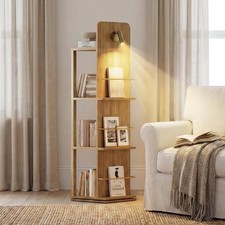 4 Tier Rotating Bookshelf with Light, 360  Spinning Book Shelf Tower with 15....