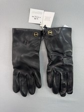 Coach Leather Tech Gloves Black Womens 7 Horse Carriage Wool Lining F76310 NEW