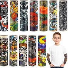 12pc Kids Tattoo Arm Sleeves UV Protection Temporary