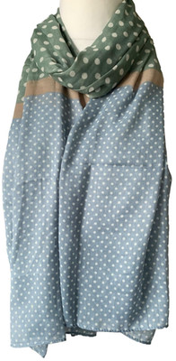 Tupfen Schal Blau Salbeigrün Gepunktet Halstuch Pfingstrose Schals Damen Dotty Dots Neu