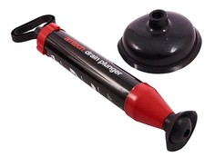 Image of Amtech Powerful Drain Plunger,  Removable Heads, Red & Black