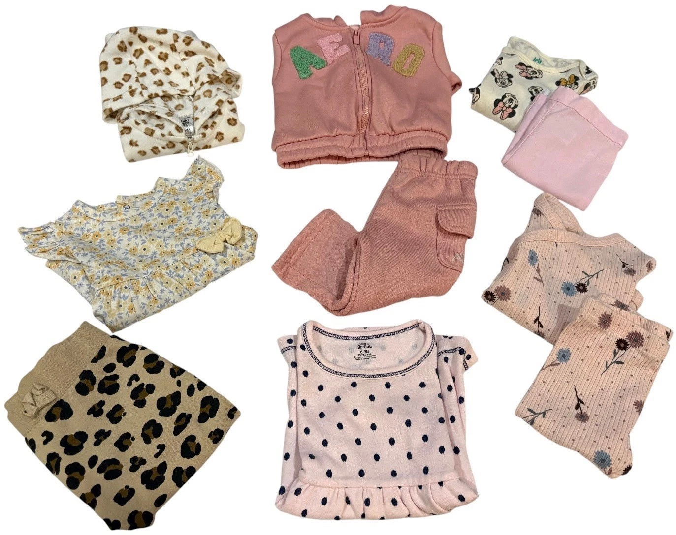 Baby Girl Clothing Lot 10pc 6-9M Minnie AERO Floral Leopard EUC