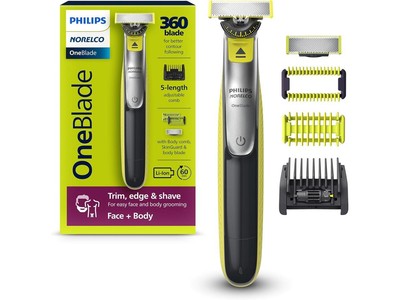 Philips Norelco OneBlade Face + Body Hybrid Electric Trimmer and Shaver, QP2834/