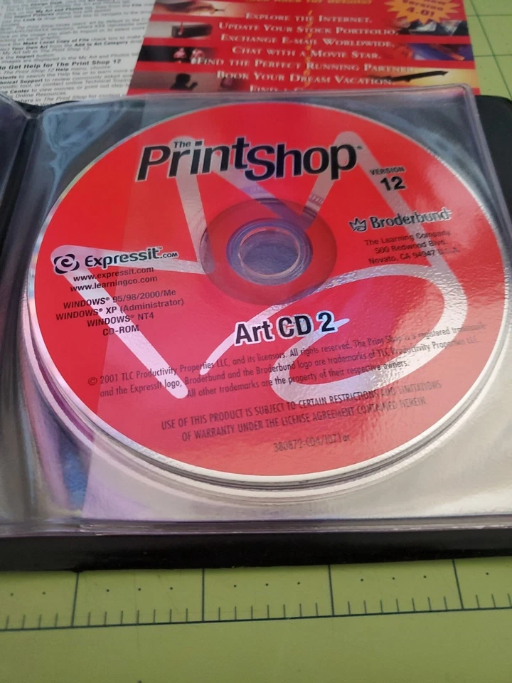 Vintage 2001 Broderbund 6 Discos Conjunto The Printshop Deluxe Versão 12. Na caixa. - Imagem 4 de 4