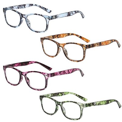 4 PACK Fashion Print Reading Glasses Computer Anti Blue Light Readers Eyeglasses