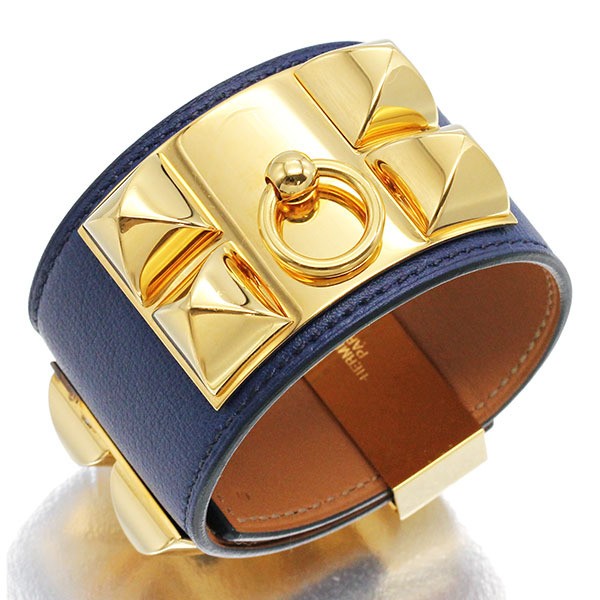 Hermes Collier de Chien Bracelet in Blue Saphir Swift Leather