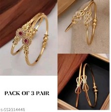 Indian Adjustable Golden Bridal Bangles Set 6 Pcs Women Wedding Jewelry