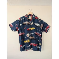 Vintage Paradise Found Chevrolet Corvette Stingray Car Print Hawaiian Shirt L